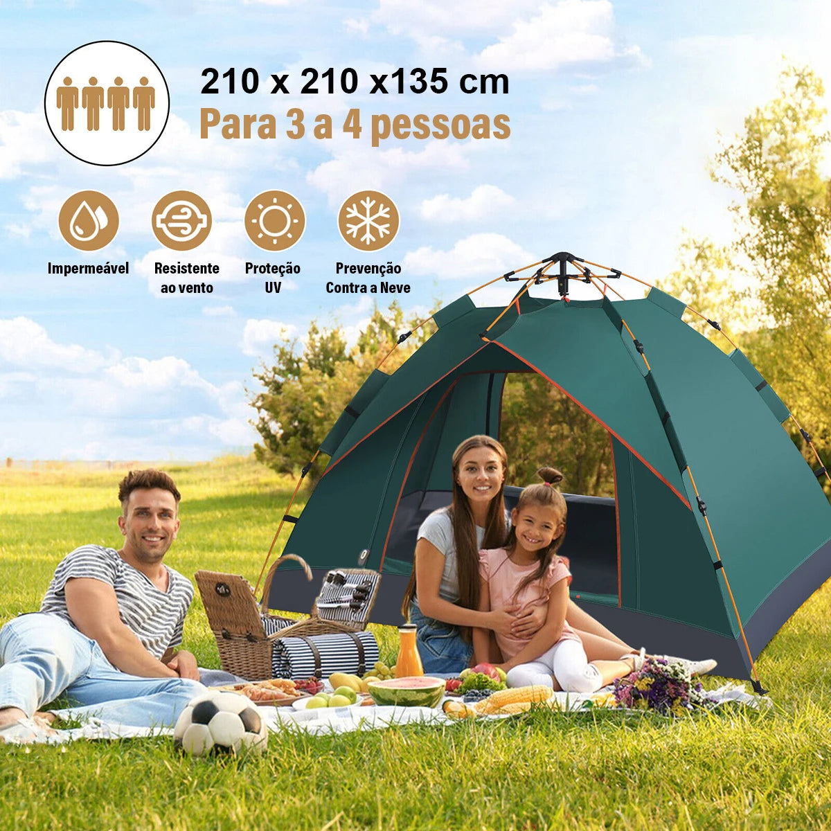 Barraca New Havay Pop-up Nativo – Para 3 a 4 Pessoas com Montagem Automática - Nativo Camping