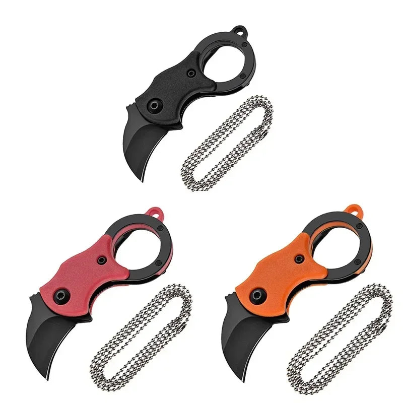 Mini Canivete de Bolso – Aço Inoxidável Portátil com Corrente - Nativo Camping