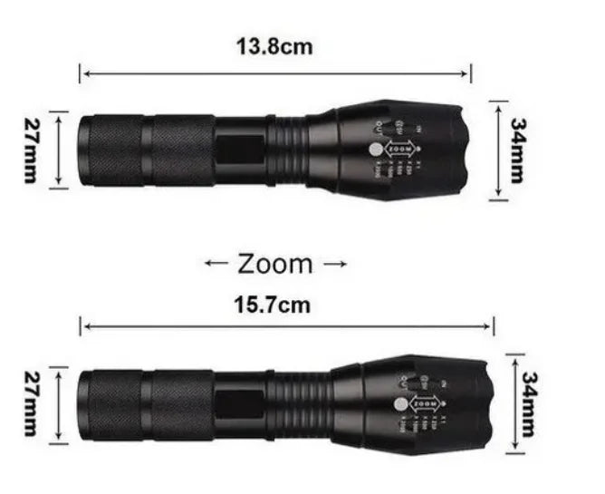 Lanterna Tática X900 Nativo – 800 Lúmens, Recarregável, Zoom 2000x